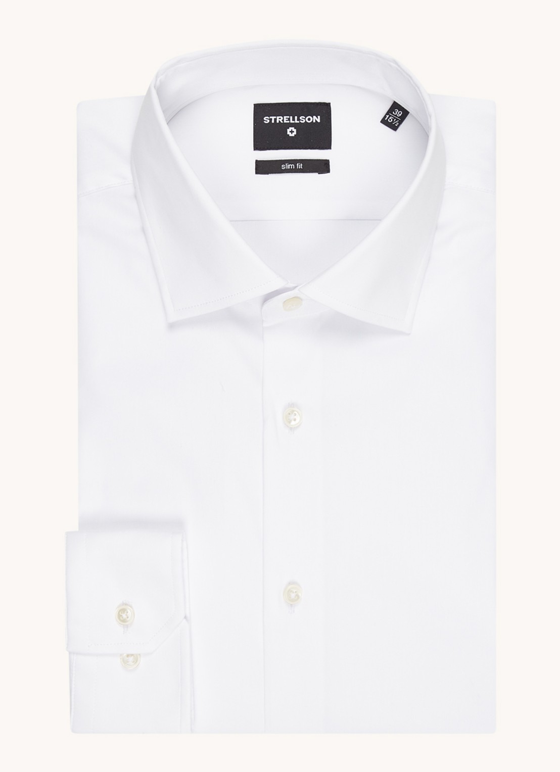 Strellson Santos slim fit overhemd met stretch - voorkant 4 wit