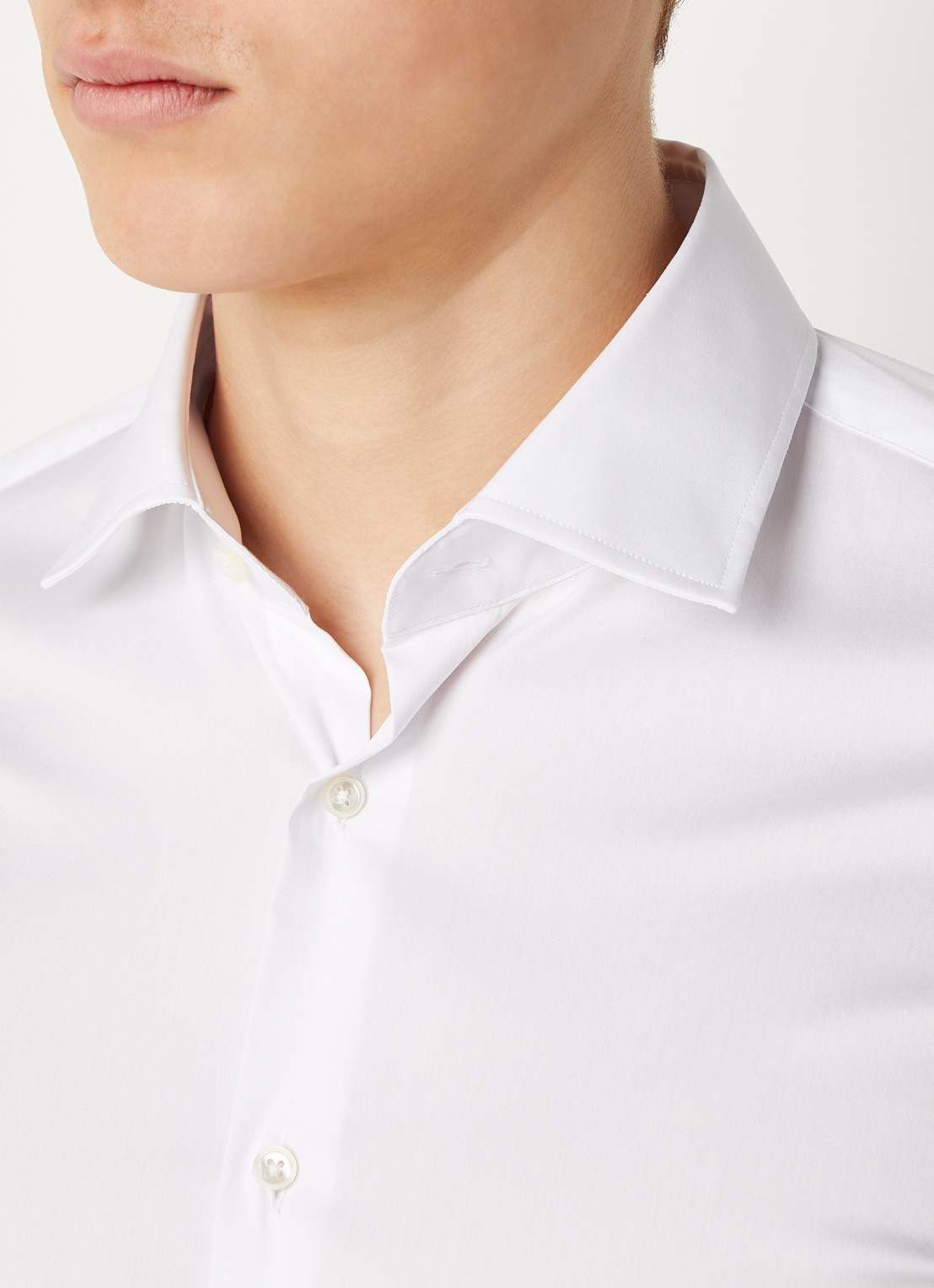 Strellson Santos slim fit overhemd met stretch - detail 3 wit
