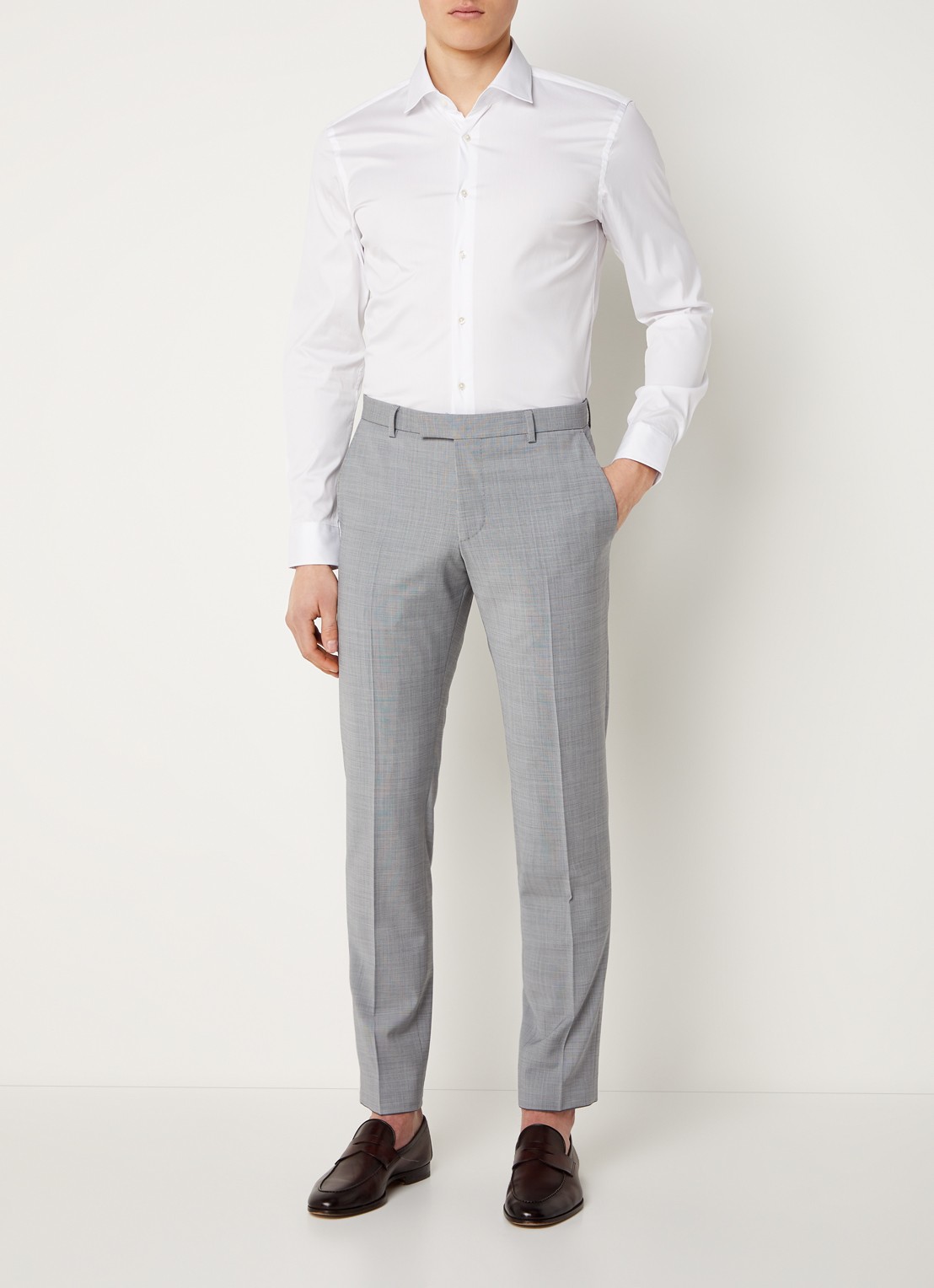 Strellson Santos slim fit overhemd met stretch - voorkant 5 wit