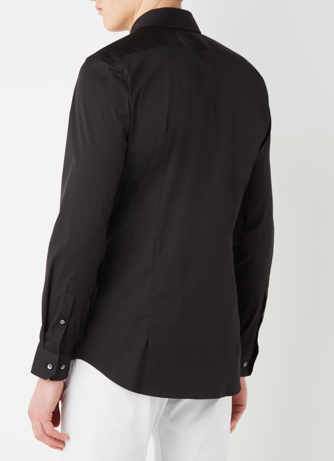 Strellson Santos slim fit overhemd met stretch - achterkant zwart