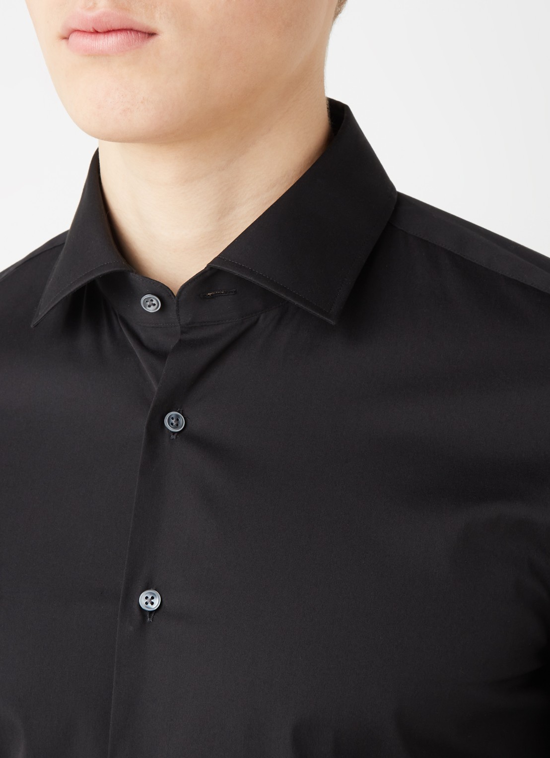 Strellson Santos slim fit overhemd met stretch - detail 4 zwart