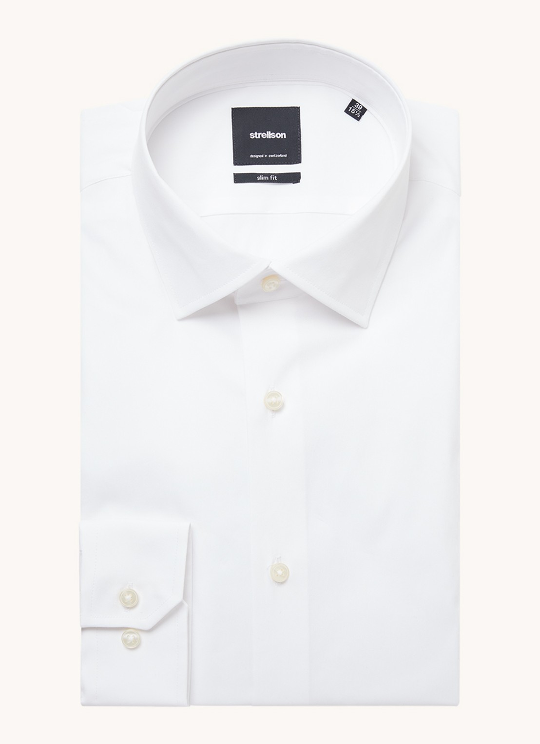 Strellson Santos slim fit overhemd met stretch - voorkant 4 wit