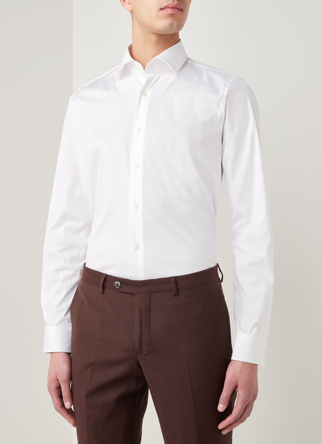 Strellson Santos slim fit overhemd met stretch - detail wit