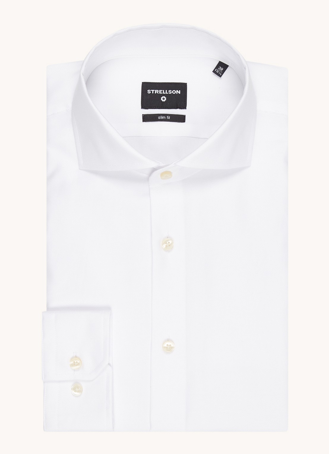 Strellson Sereno slim fit overhemd met structuur - voorkant 4 wit