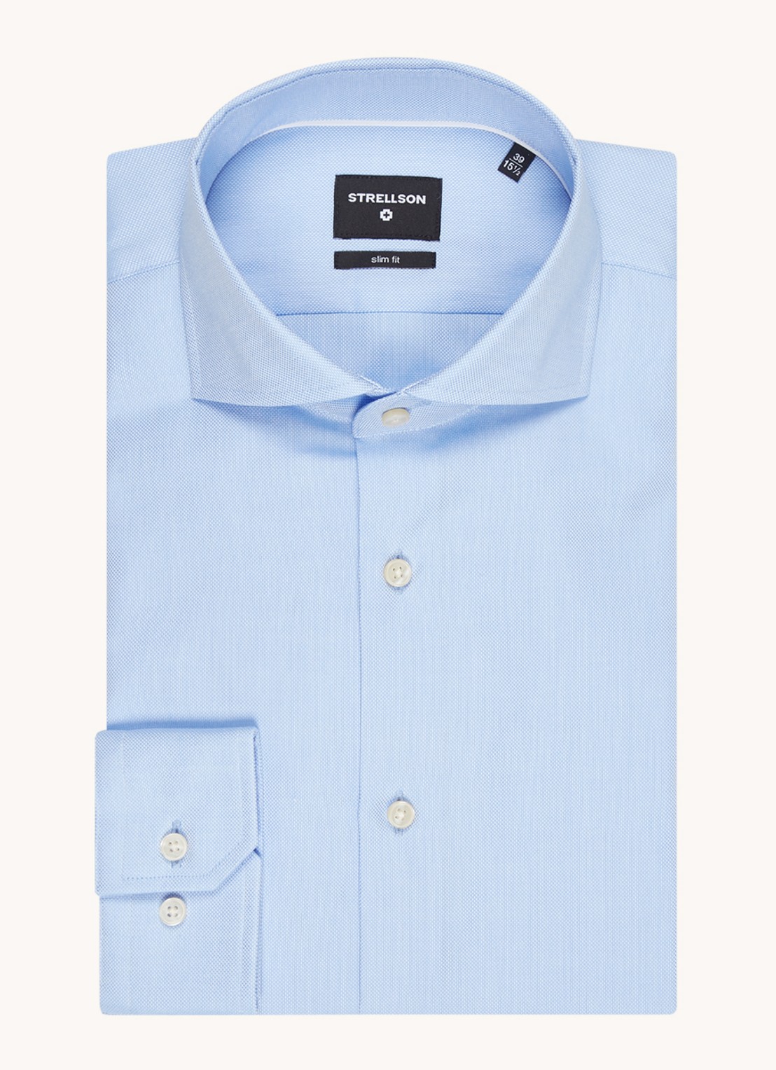 Strellson Sereno slim fit overhemd met structuur - voorkant 3 lichtblauw