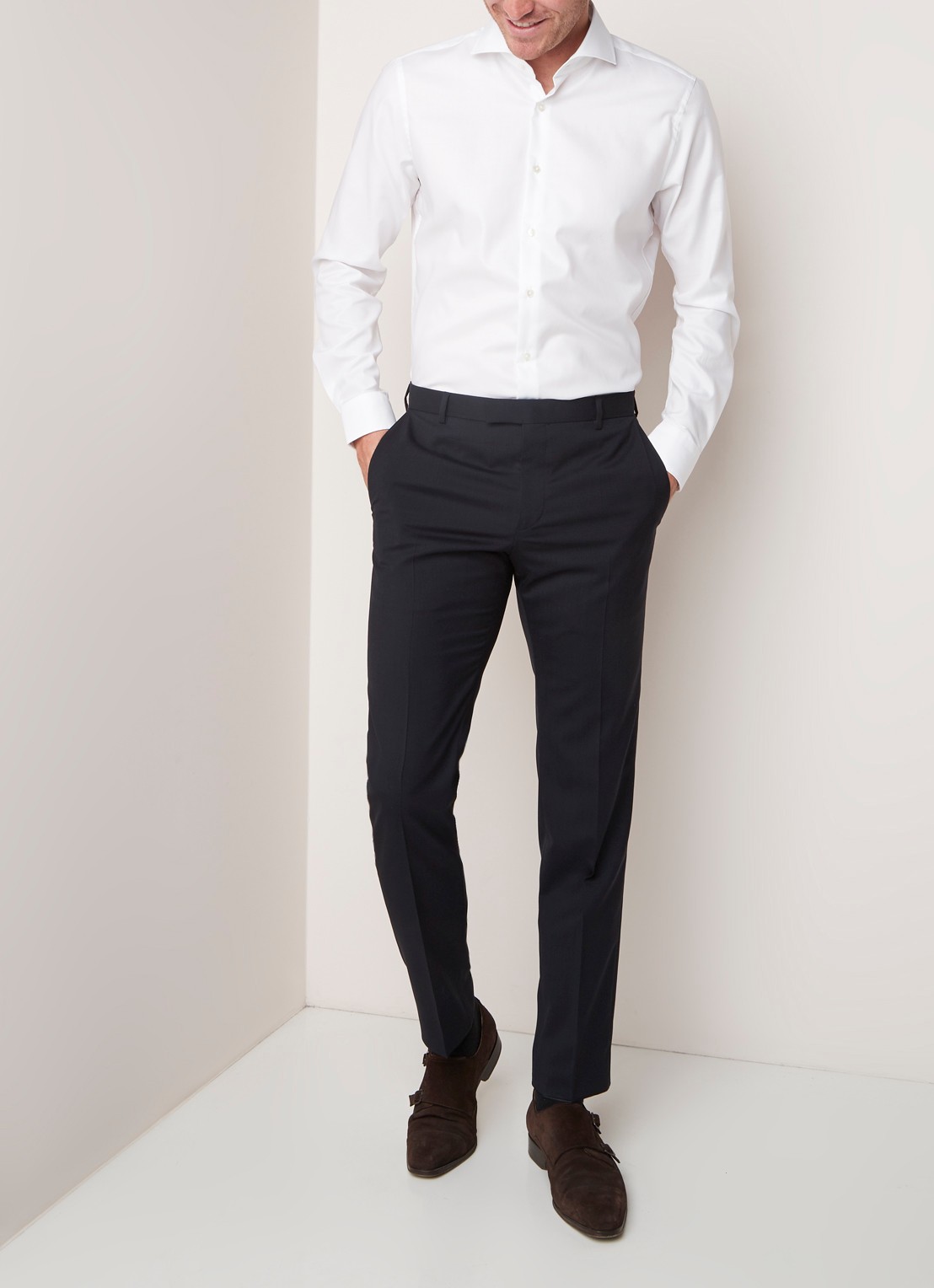 Strellson Sereno slim fit overhemd met wide spread-kraag - voorkant 4 wit