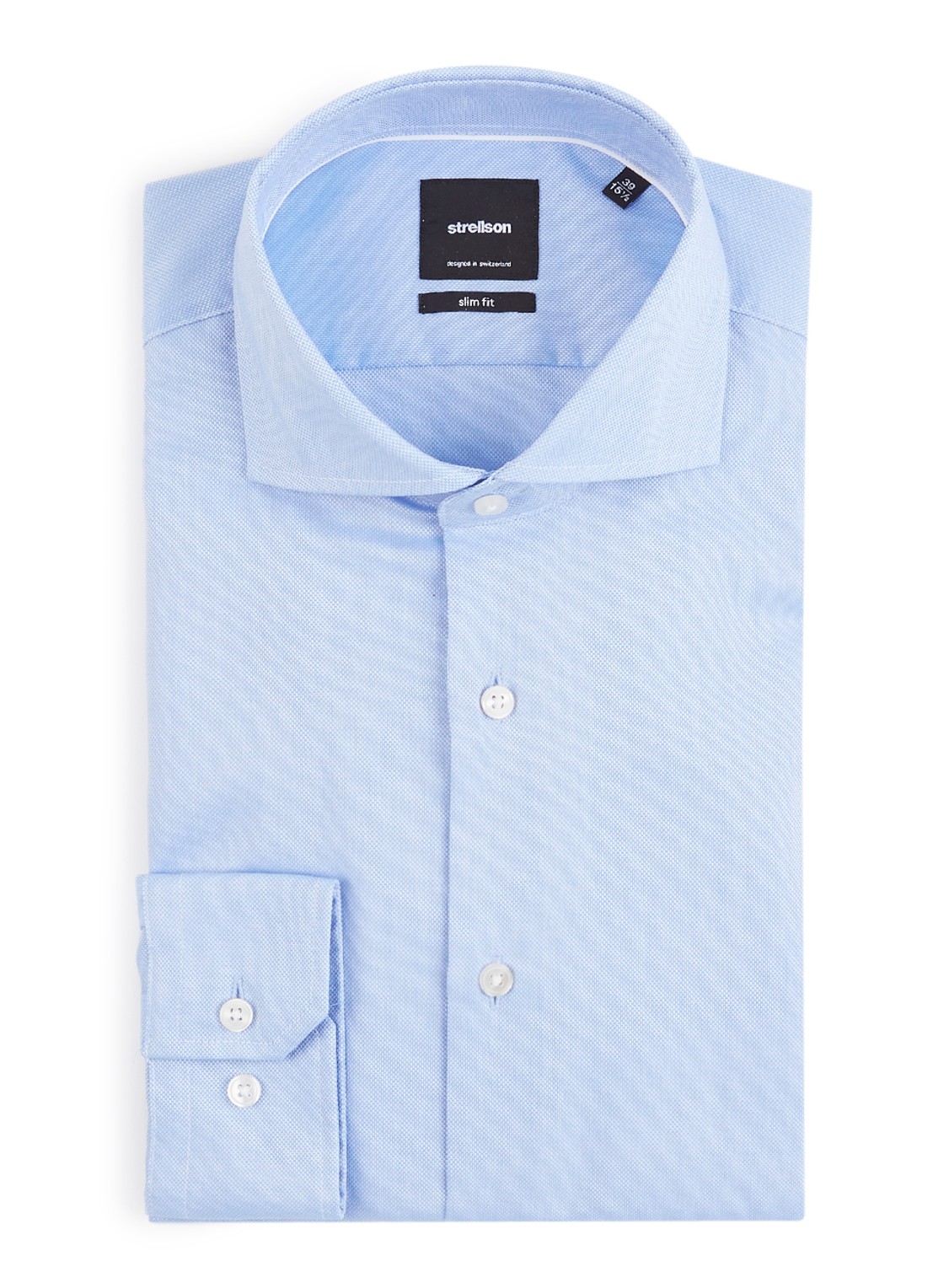 Strellson Sereno slim fit overhemd met wide spread-kraag - voorkant 3 lichtblauw