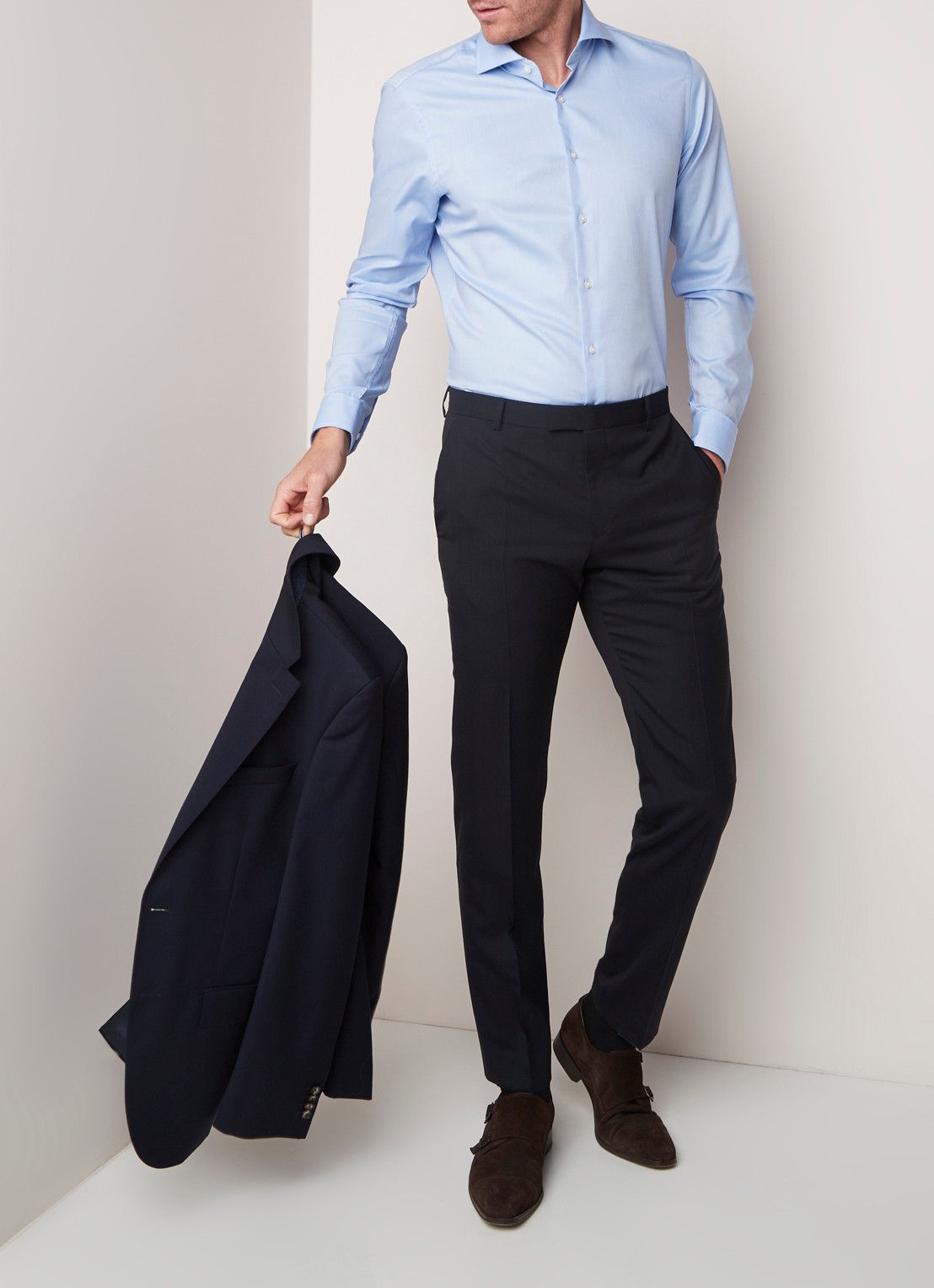 Strellson Sereno slim fit overhemd met wide spread-kraag - voorkant 4 lichtblauw