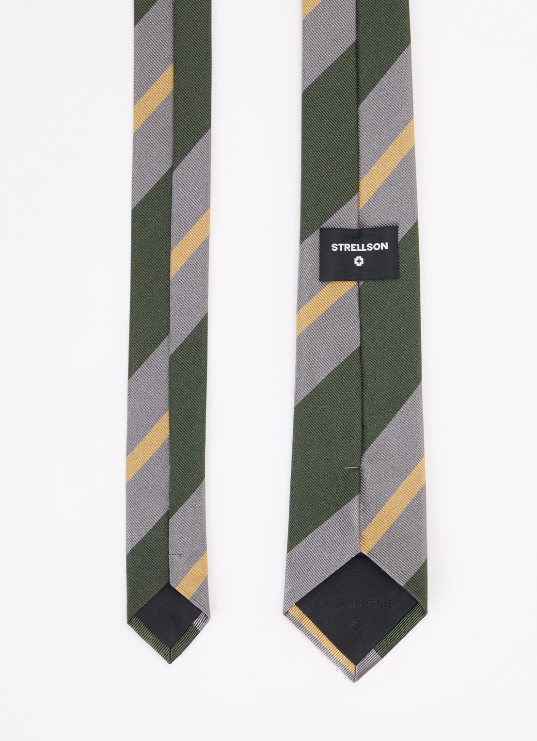 Strellson Stropdas van zijde met streepprint  - detail groen