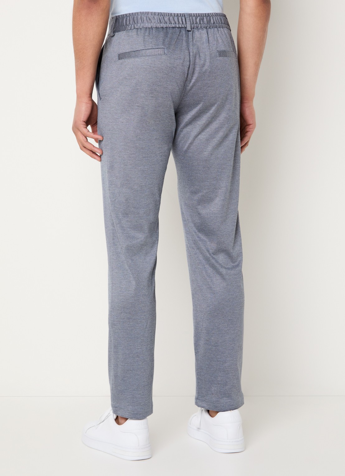 Strellson Tiu slim fit pantalon met steekzakken - achterkant staalblauw