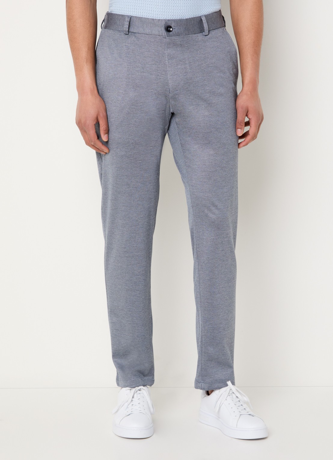 Strellson Tiu slim fit pantalon met steekzakken - detail 2 staalblauw