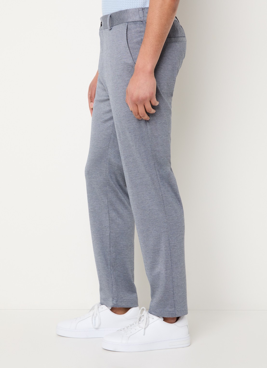 Strellson Tiu slim fit pantalon met steekzakken - detail 3 staalblauw