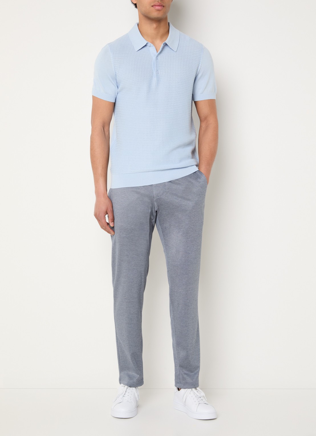 Strellson Tiu slim fit pantalon met steekzakken - voorkant 5 staalblauw