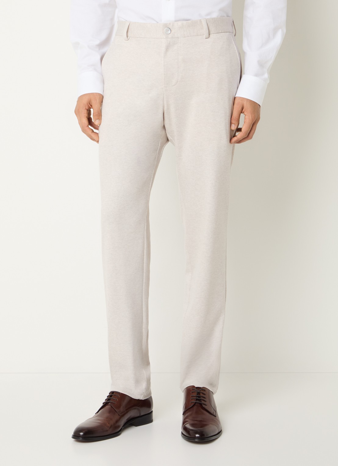 Strellson Tius slim fit pantalon met steekzakken - detail creme