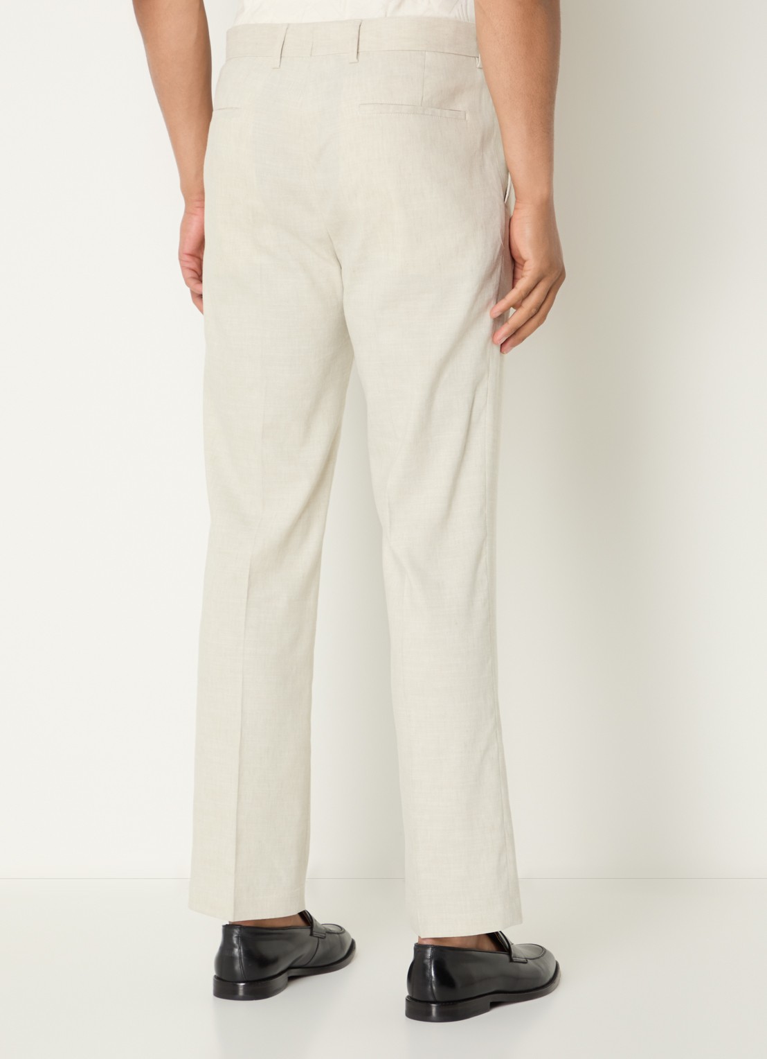 Strellson Tomeo straight fit pantalon in linnenblend - achterkant beige