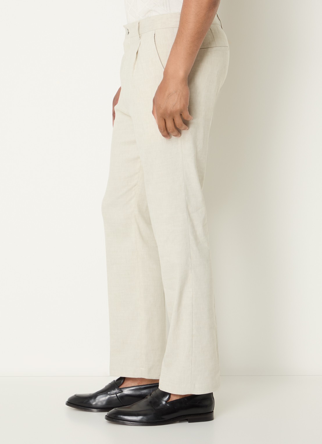 Strellson Tomeo straight fit pantalon in linnenblend - detail 3 beige