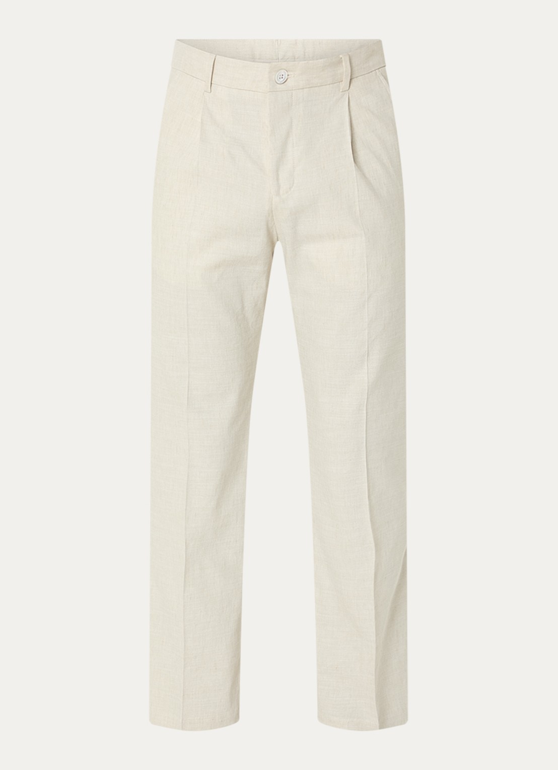 Strellson Tomeo straight fit pantalon in linnenblend - voorkant 4 beige