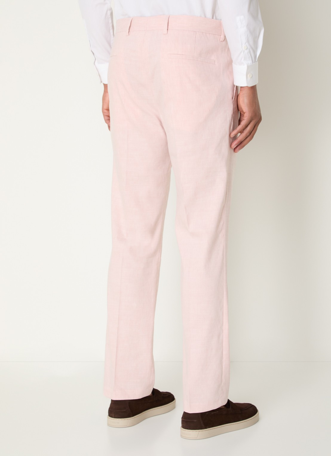 Strellson Tomeo straight fit pantalon in linnenblend - achterkant lichtroze