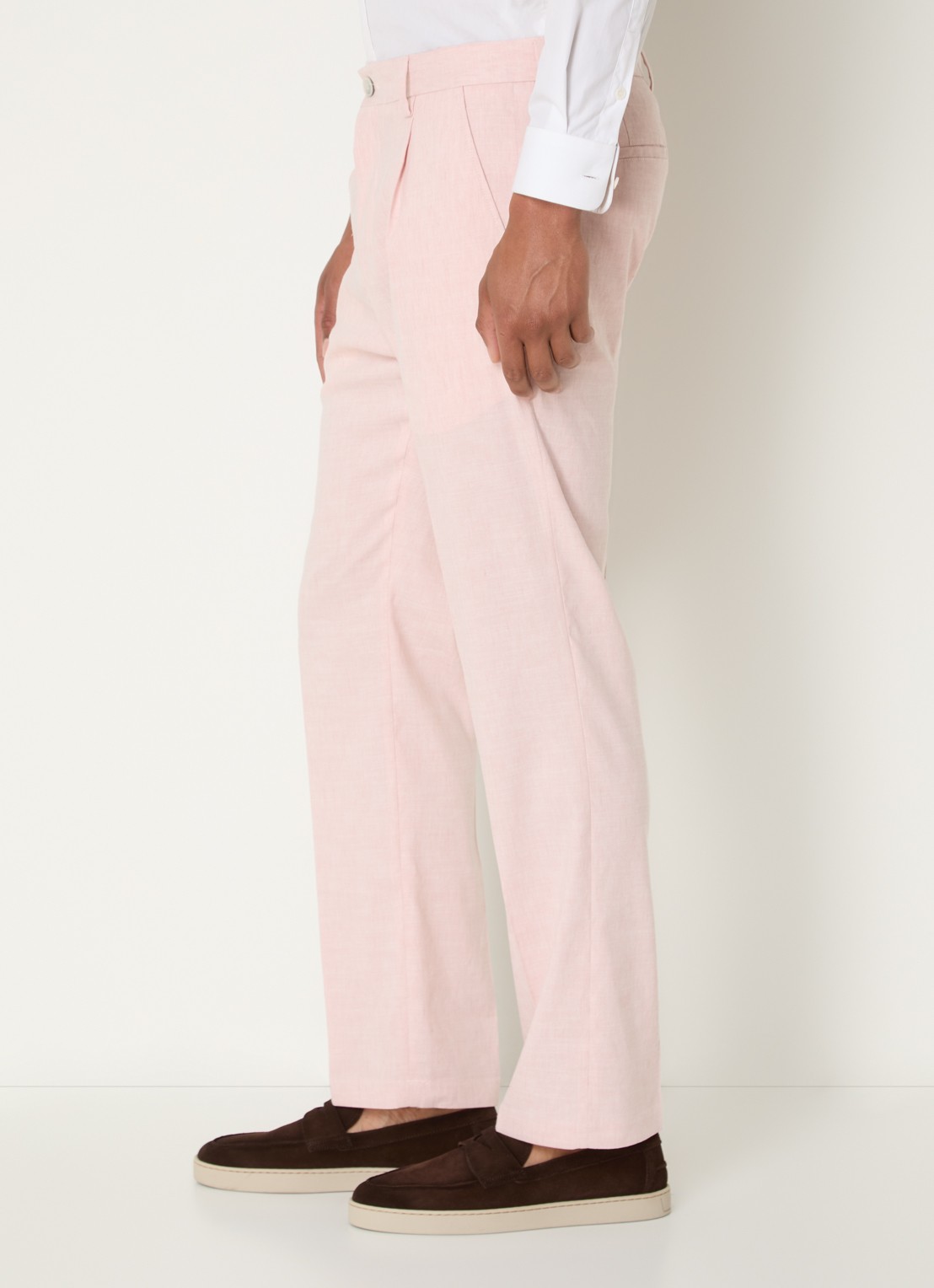 Strellson Tomeo straight fit pantalon in linnenblend - detail 5 lichtroze