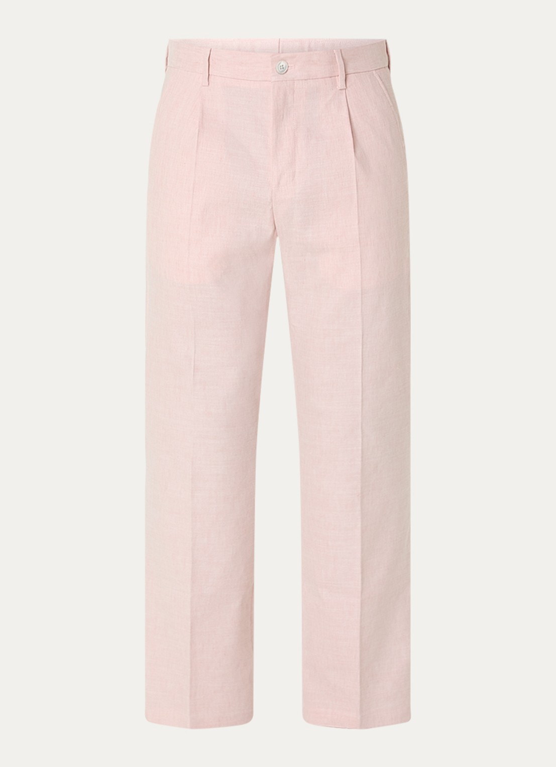 Strellson Tomeo straight fit pantalon in linnenblend - voorkant 2 lichtroze
