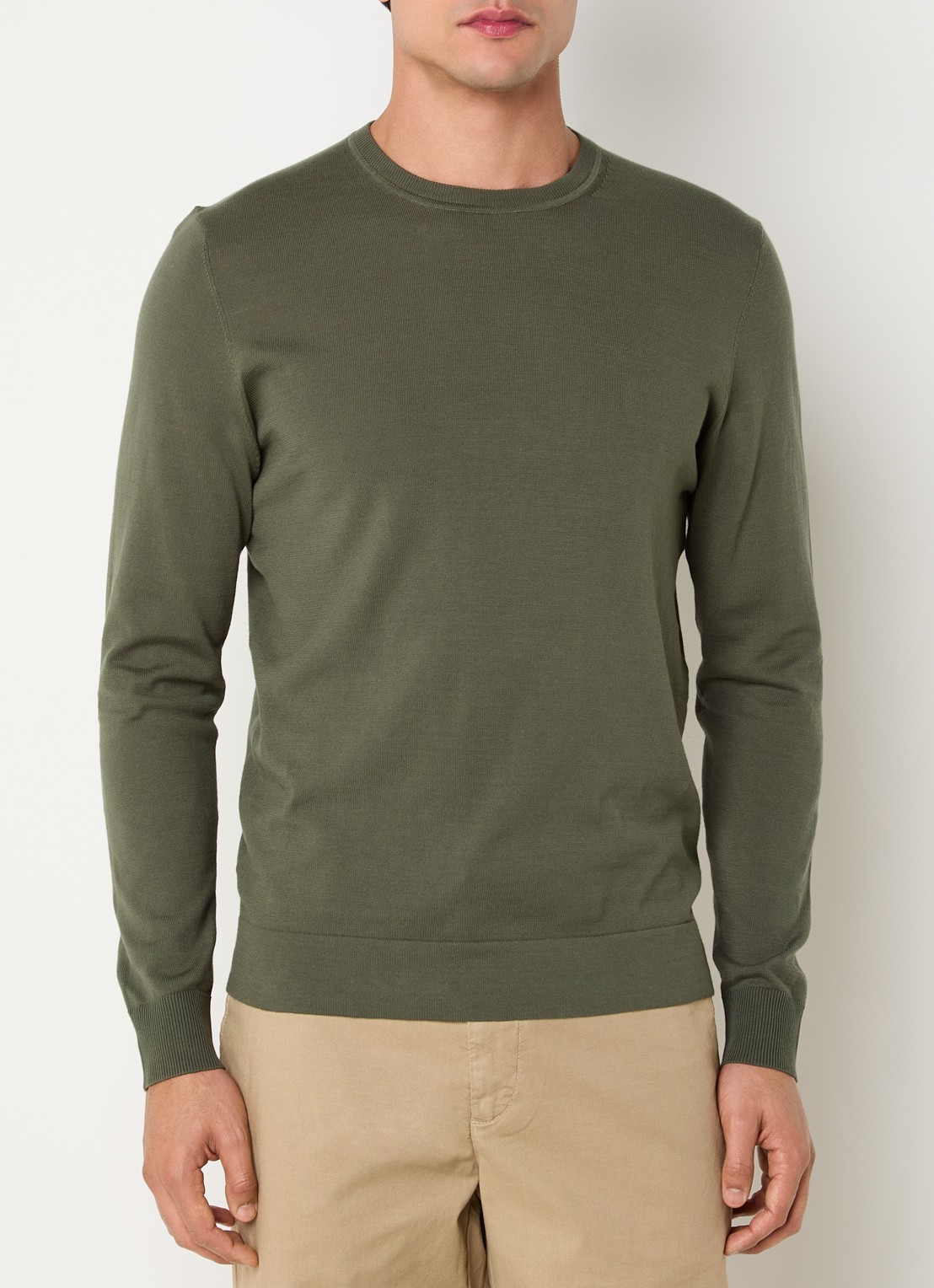 Strellson Vincent fijngebreide pullover met ronde hals - detail 3 groen