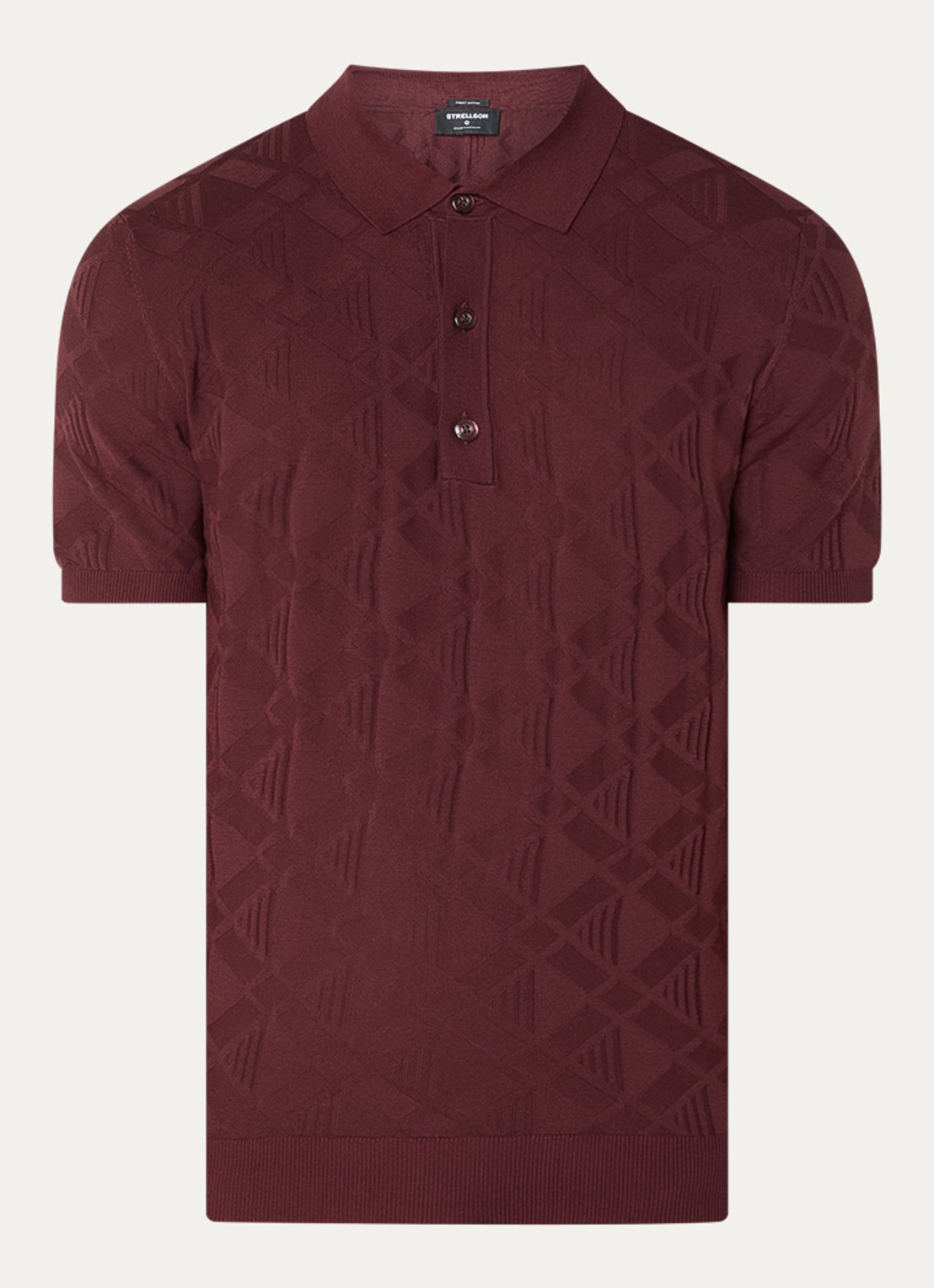 Strellson Vincent regular fit polo met ruitdessin - voorkant bordeauxrood