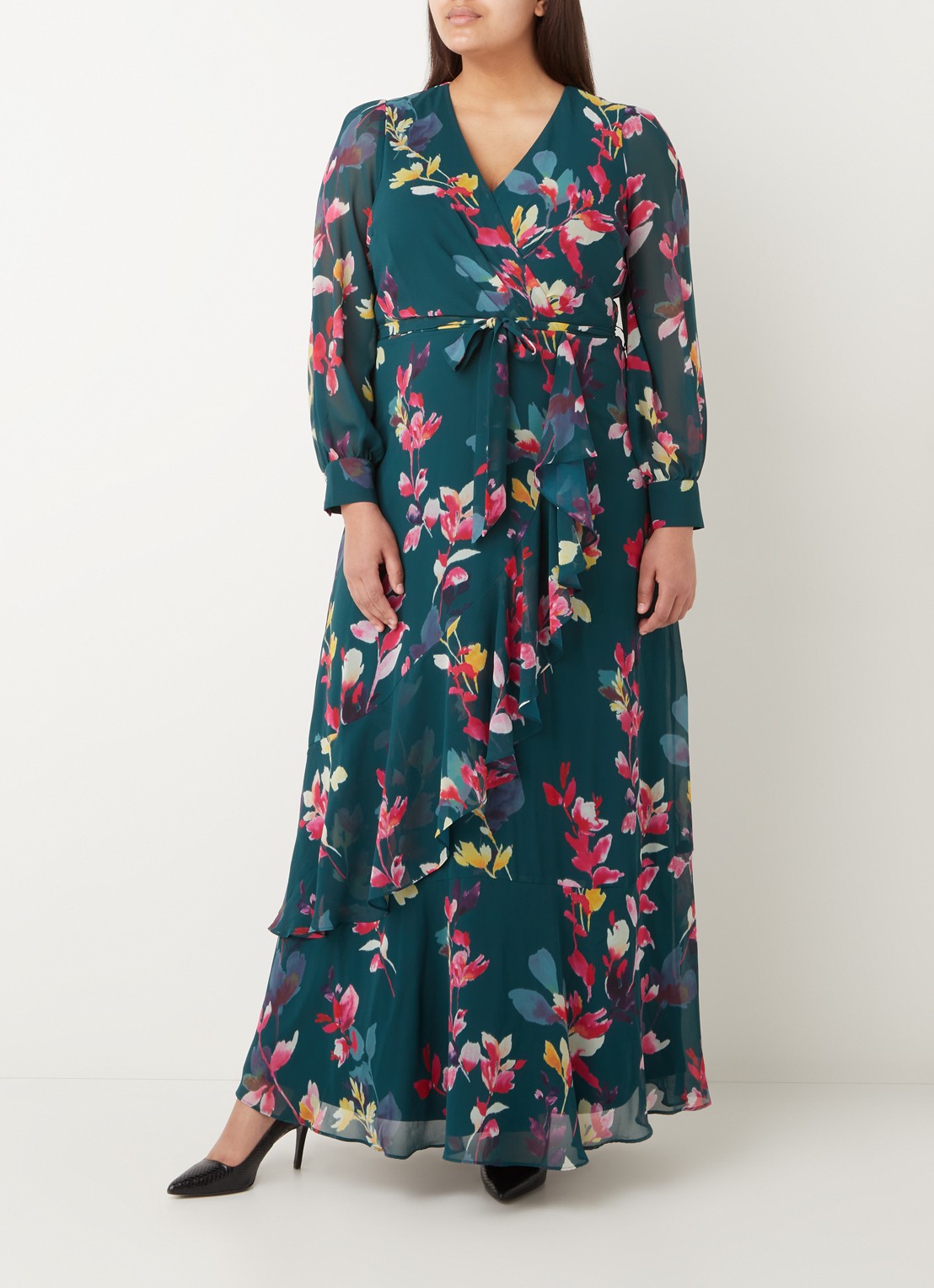 Studio 8 Milana maxi jurk met strikceintuur en bloemenprint - detail 4 groen