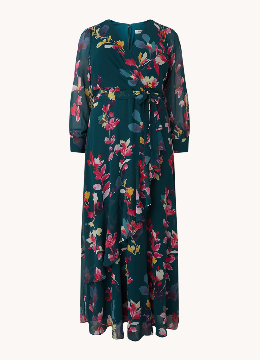 Studio 8 Milana maxi jurk met strikceintuur en bloemenprint - voorkant 2 groen