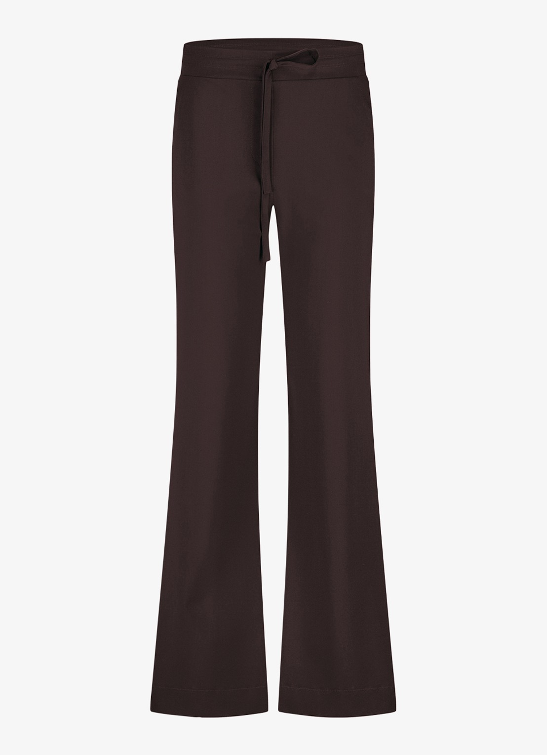 Studio Anneloes Abigail high waist flared fit pantalon met trekkoord - voorkant 2 bruin