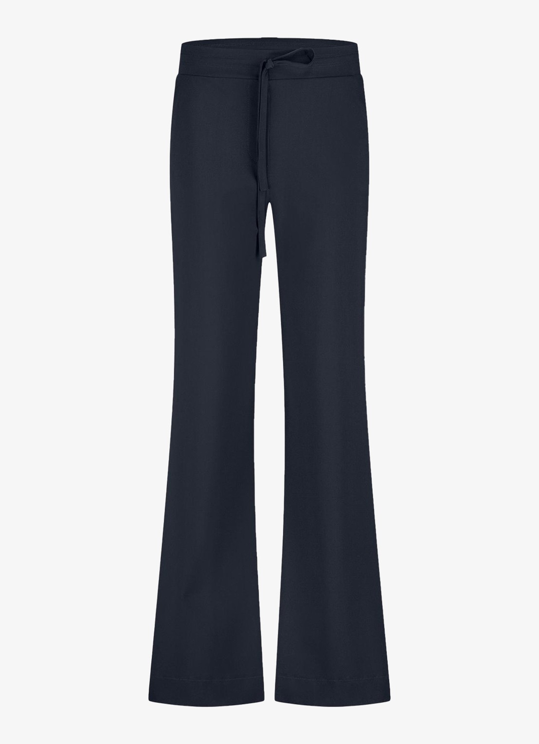 Studio Anneloes Abigail mid waist flared fit joggingbroek van travelstof - voorkant 2 blauw