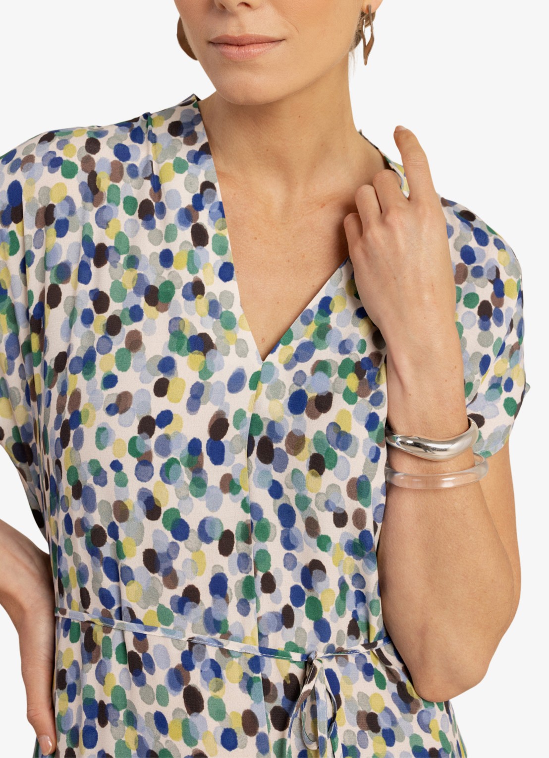 Studio Anneloes Andra maxi tuniekjurk met stippenprint - detail 4 blauw