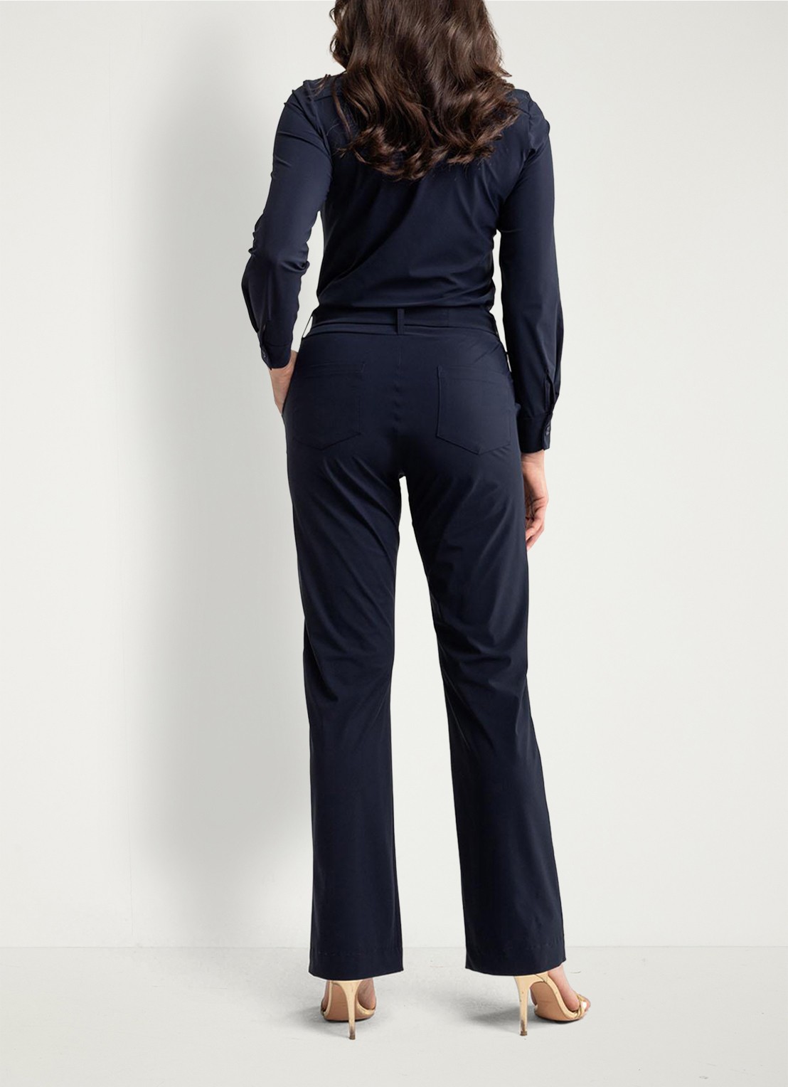 Studio Anneloes Angel straight fit jumpsuit met strikceintuur - achterkant 5 zwart