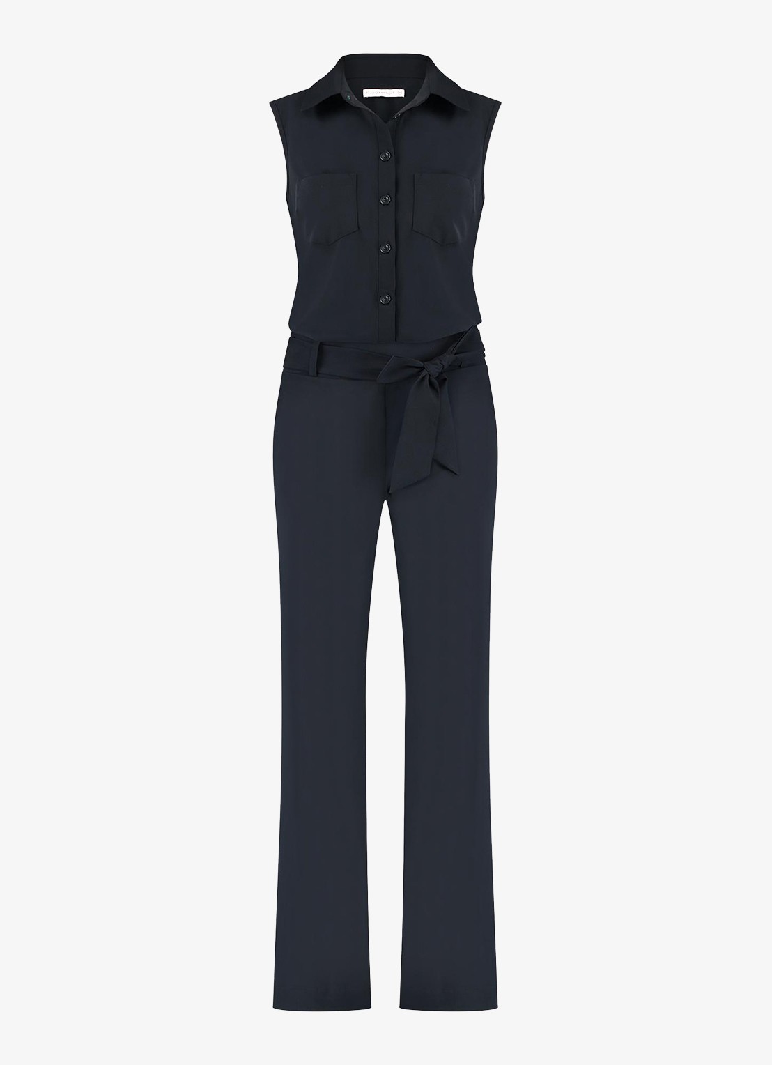 Studio Anneloes Angel straight fit jumpsuit van travelstof - voorkant 3 donkerblauw