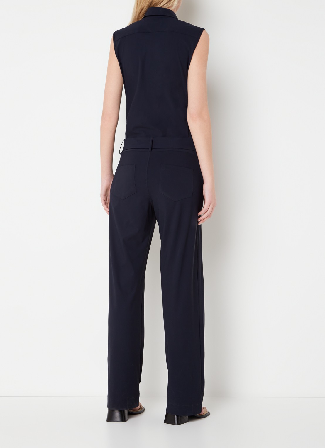 Studio Anneloes Angel straight fit jumpsuit van travelstof - achterkant 2 donkerblauw