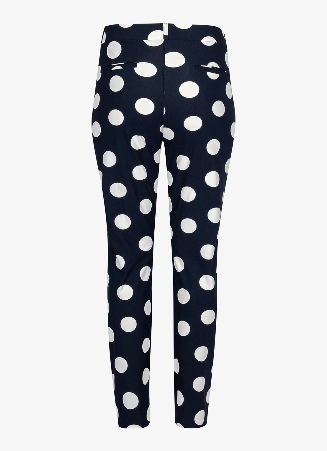 Studio Anneloes Anne high waist slim fit broek met stippenprint - achterkant 4 blauw