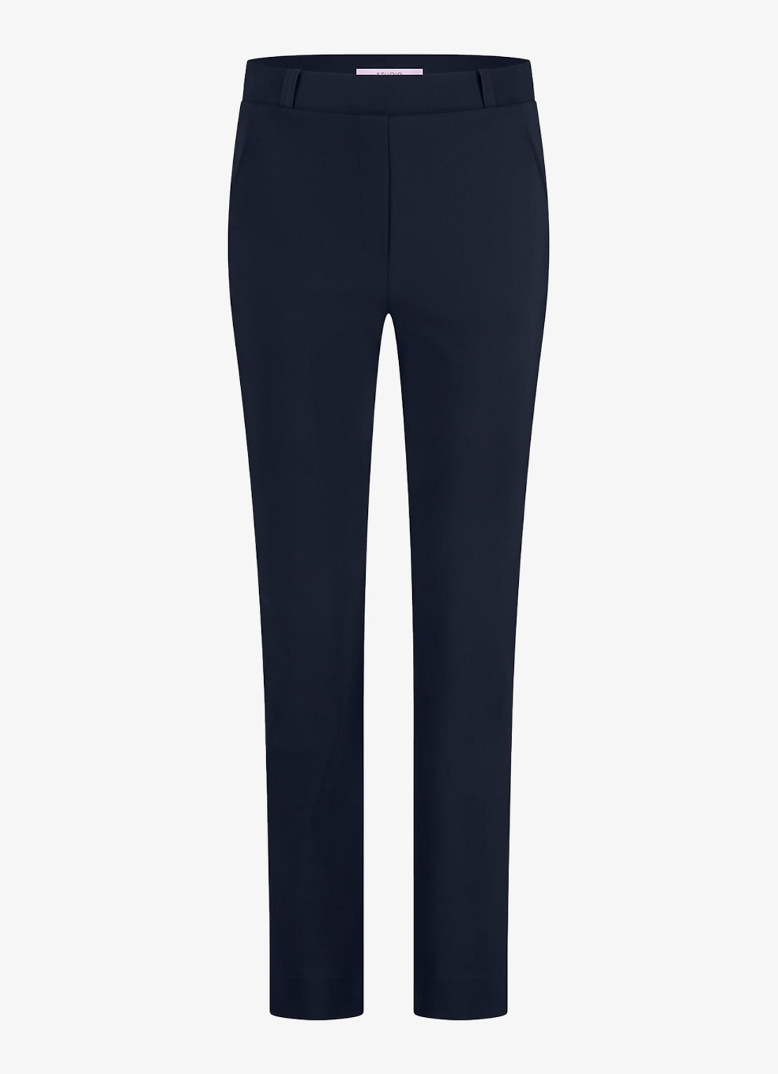Studio Anneloes Anne mid waist cropped tapered fit pantalon met steekzakken - voorkant 2 donkerblauw
