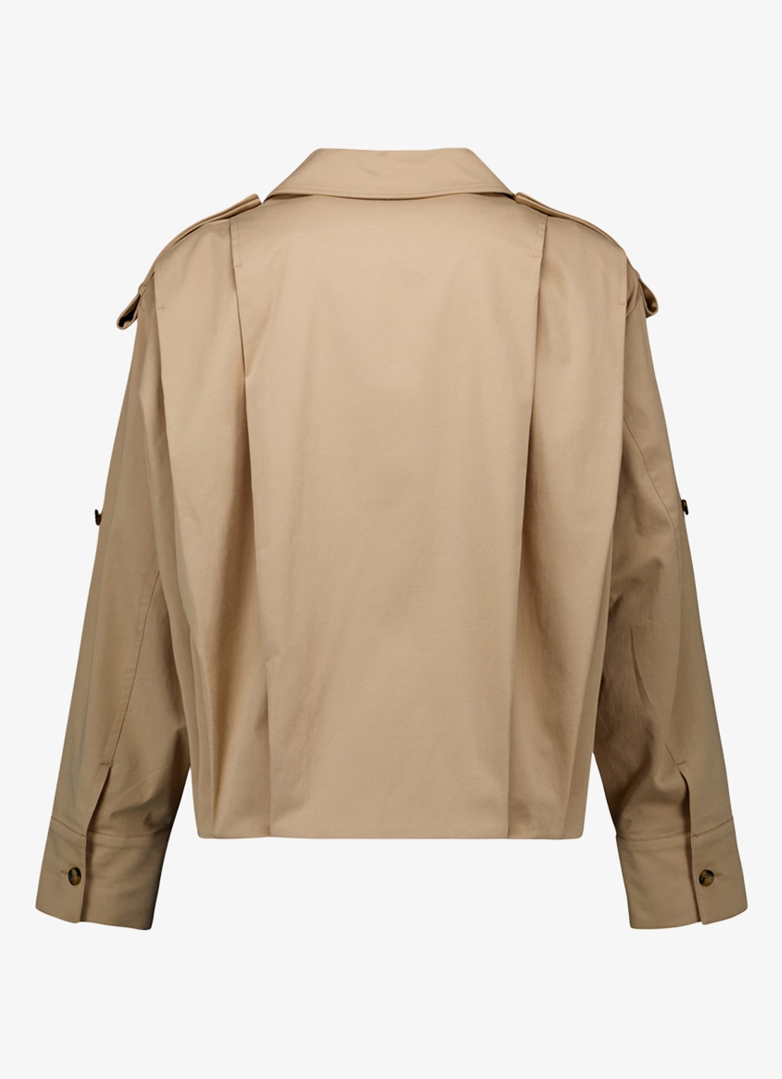 Studio Anneloes Atlas cropped single breasted trenchcoat met geplooid detail - detail 3 bruin