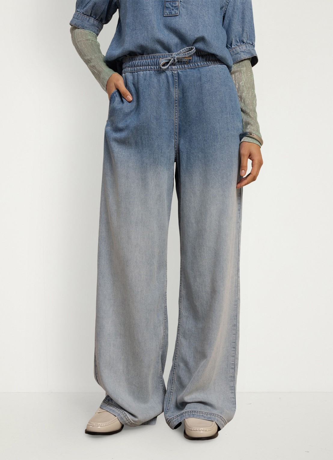 Studio Anneloes Bente loose fit jeans met trekkoord - detail 3 indigo