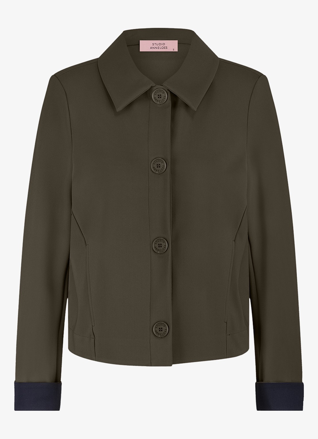 Studio Anneloes Blouse met kraag - voorkant legergroen