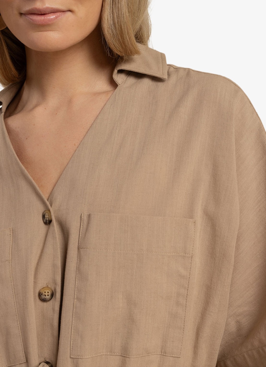 Studio Anneloes Blouse met kraag - detail 4 lichtbruin