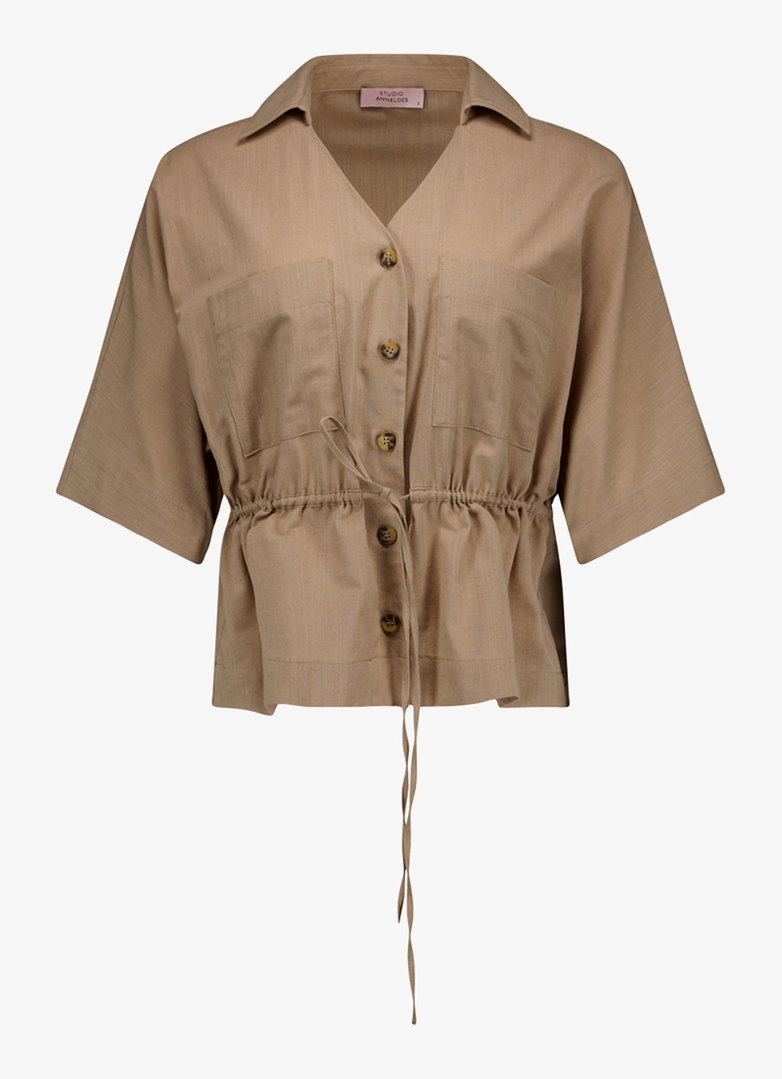 Studio Anneloes Blouse met kraag - voorkant lichtbruin