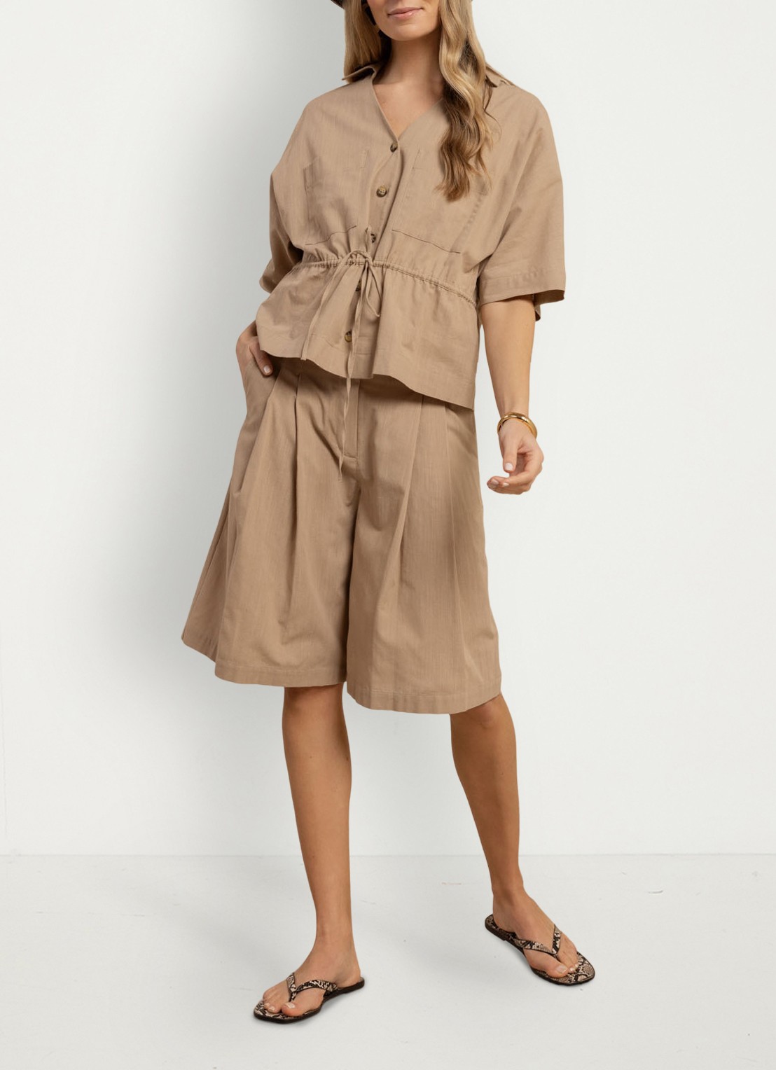 Studio Anneloes Blouse met kraag - voorkant 2 lichtbruin
