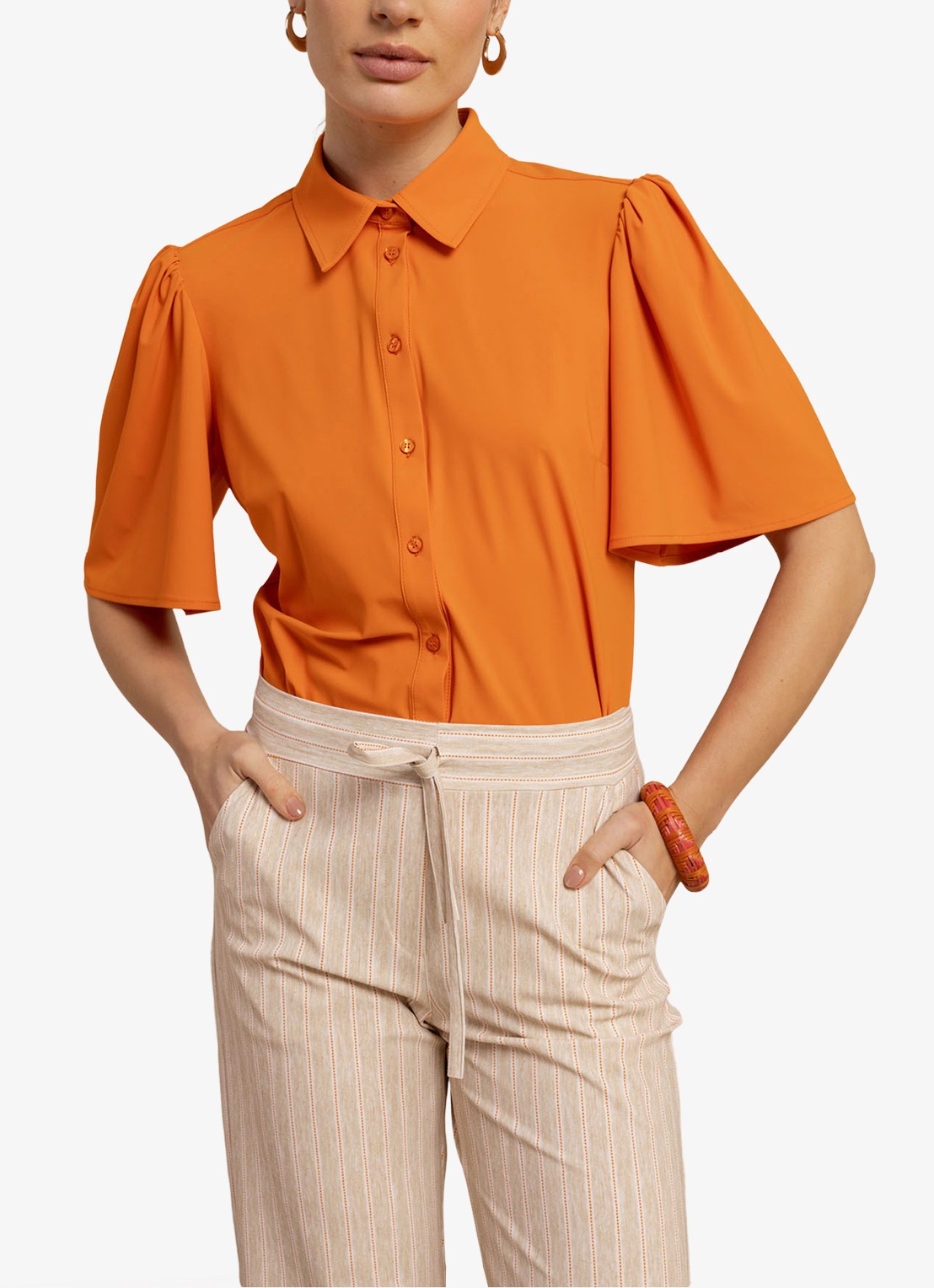 Studio Anneloes Blouse met pofmouw - detail 3 orange