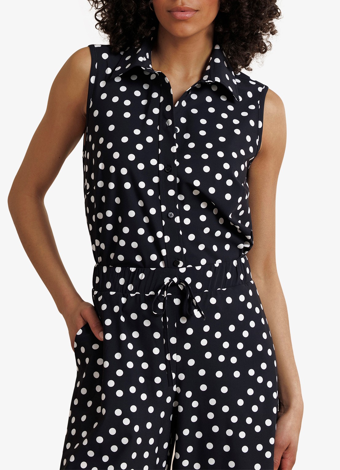 Studio Anneloes Bobby Dot mouwloze blouse met stippenstrip - detail multicolor