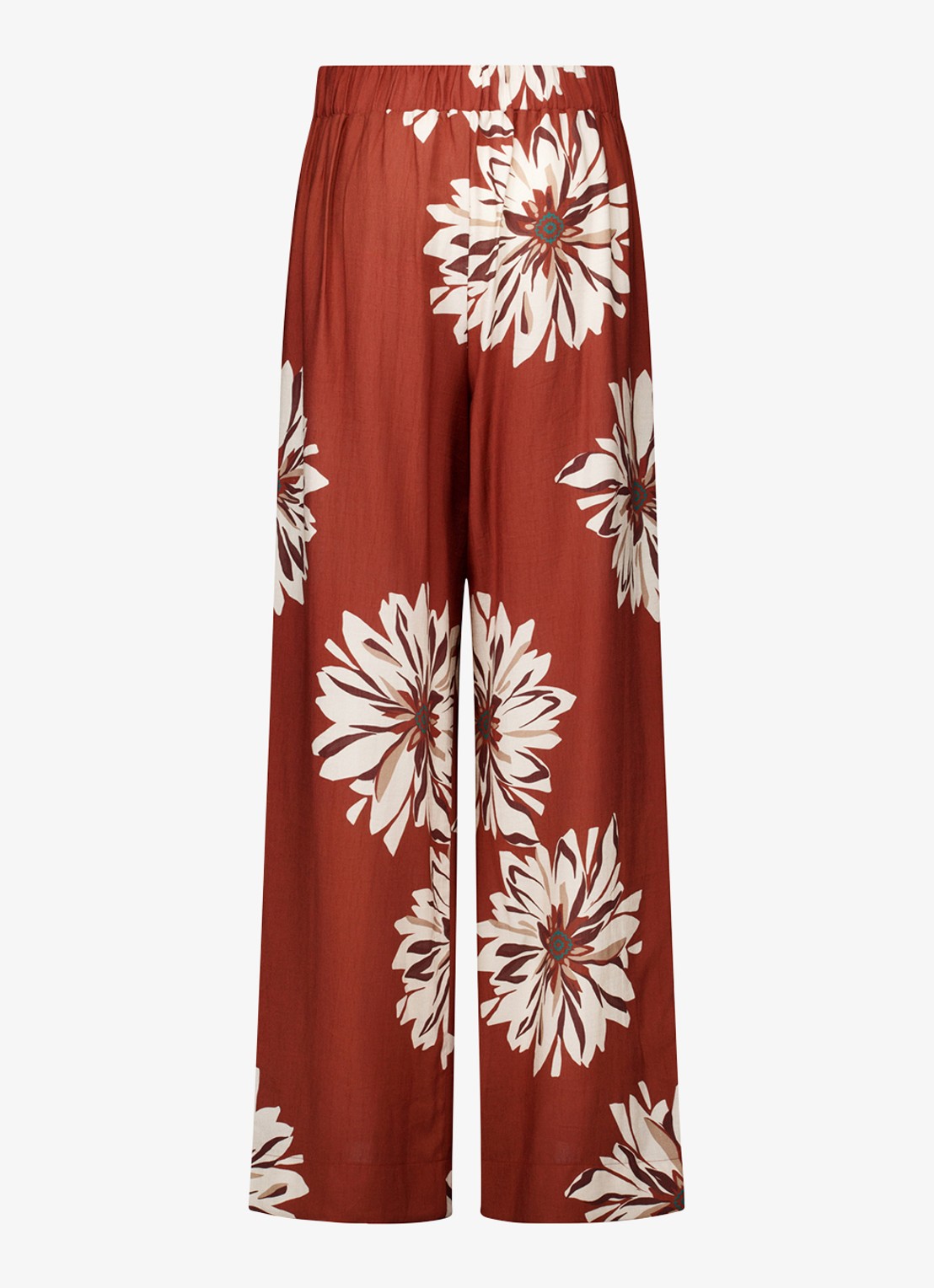 Studio Anneloes Bruce high waist wide fit palazzo broek met bloemenprint - detail 4 roestbruin