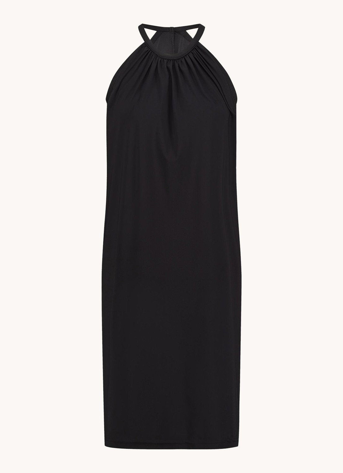 Studio Anneloes Carla mini halterjurk van travelstof - voorkant 4 zwart