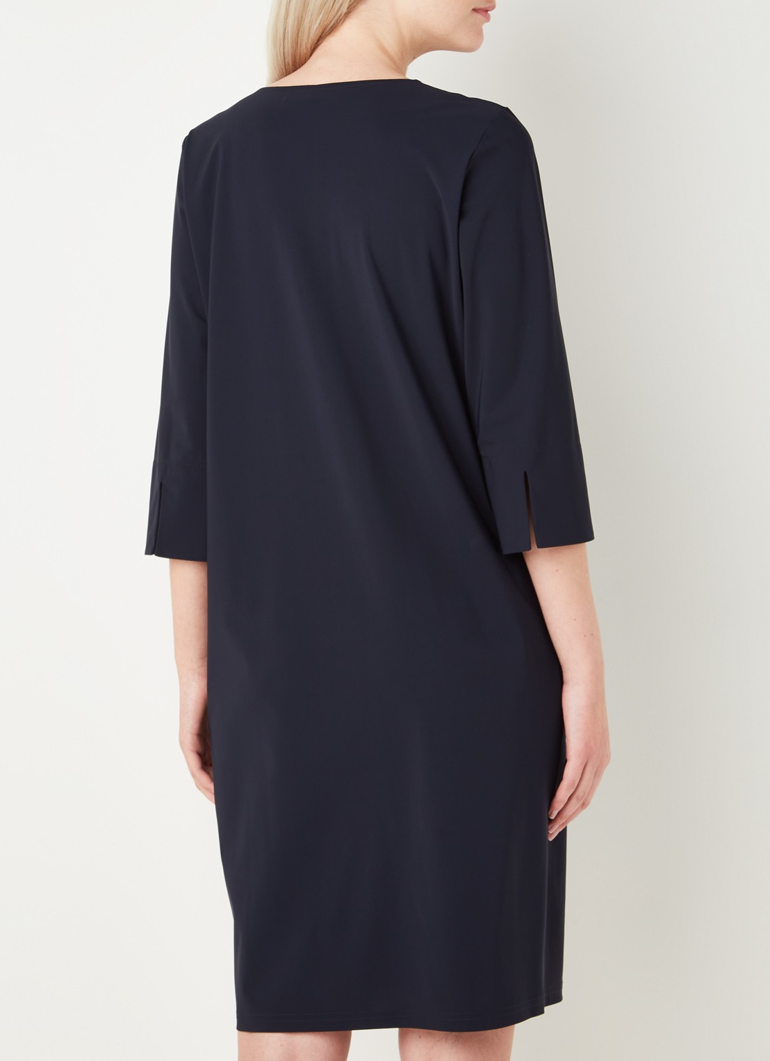 Studio Anneloes Caro mini tuniekjurk van travelstof met steekzakken - achterkant donkerblauw