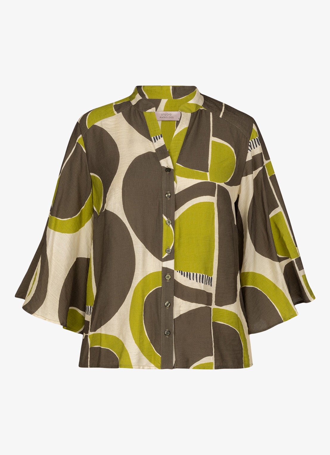 Studio Anneloes Cecil blouse met print - voorkant beige