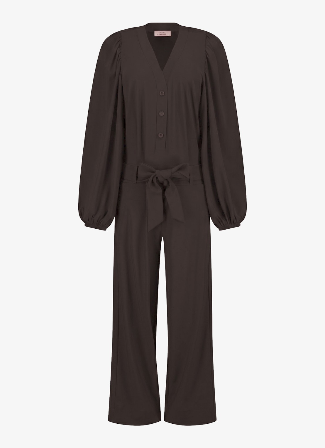 Studio Anneloes Cherie straight fit jumpsuit met strikceintuur - voorkant 3 lavendel
