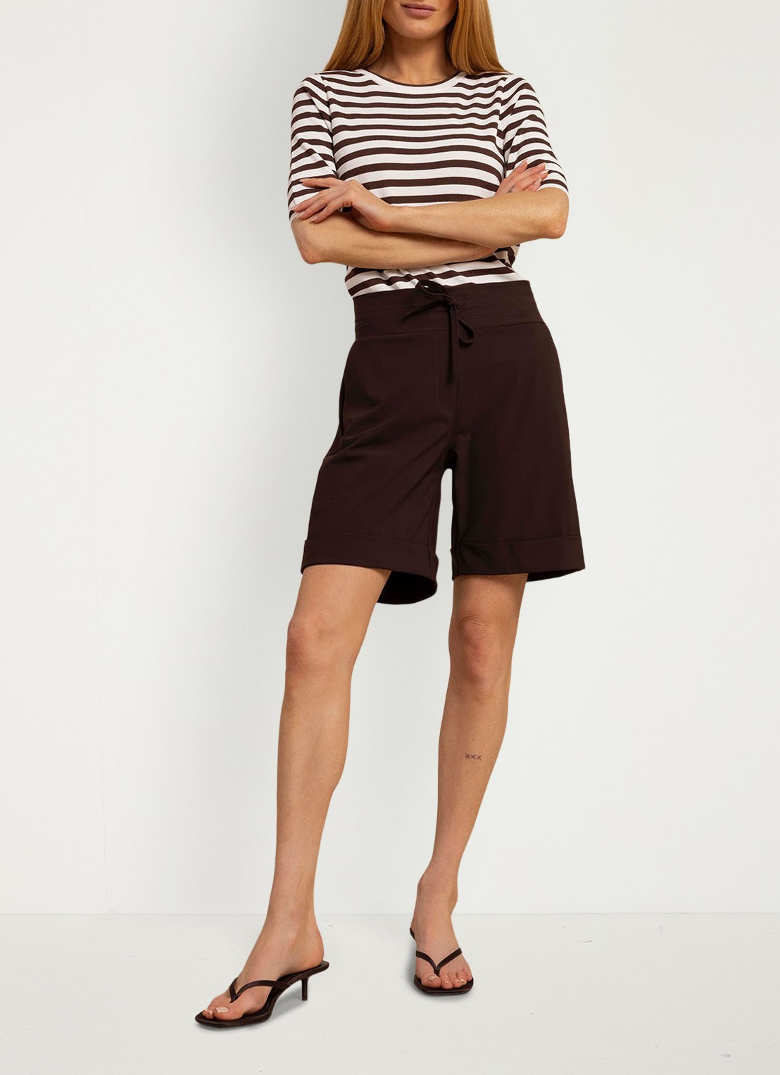 Studio Anneloes City korte broek met trekkoord - voorkant 2 bruin